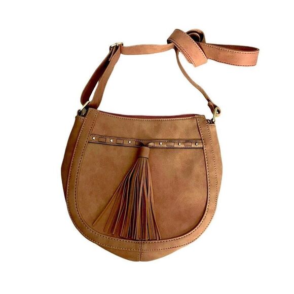 Steve Madden Faux Leather Cross Body Bag Women's Blush Pink Boho Tassel Pockets - Picture 12 of 12